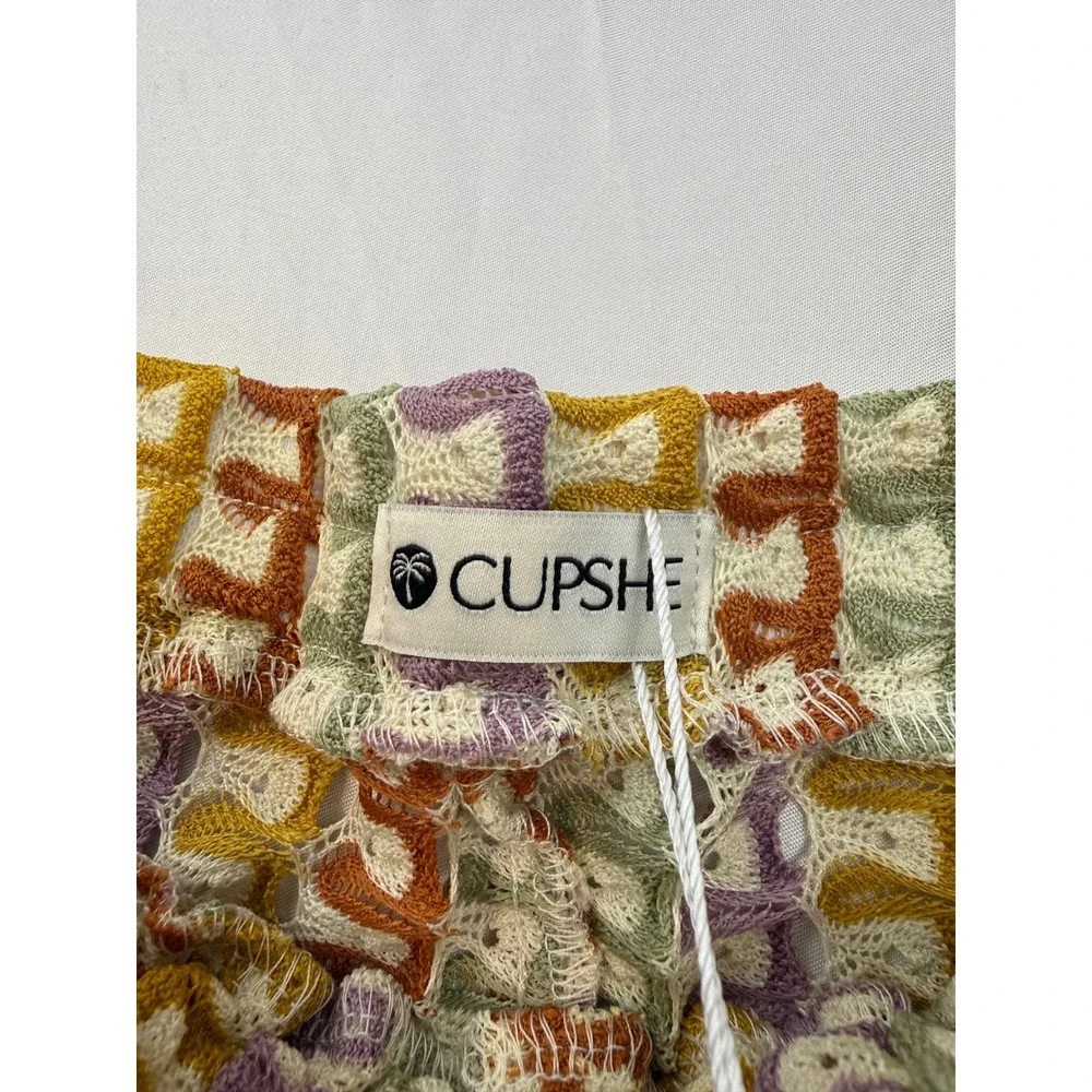 Cupshe L Crochet Knit Swim Cover Up Shorts Women's Multicolor Beach Boho NWT‎